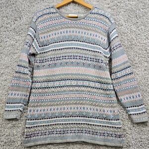 Vintage DK Gold‎ Sweater Womens Medium Striped Beaded Knit Pullover Cottagecore